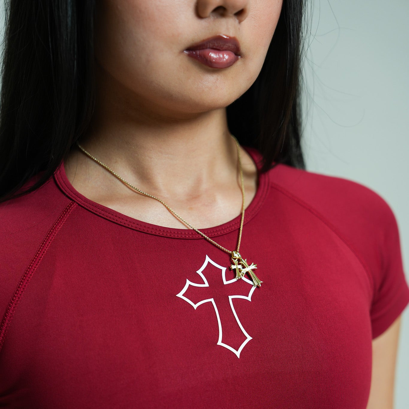 Halo Rise Crop Tee - Wine Red