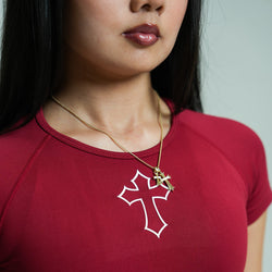 Halo Rise Crop Tee - Wine Red