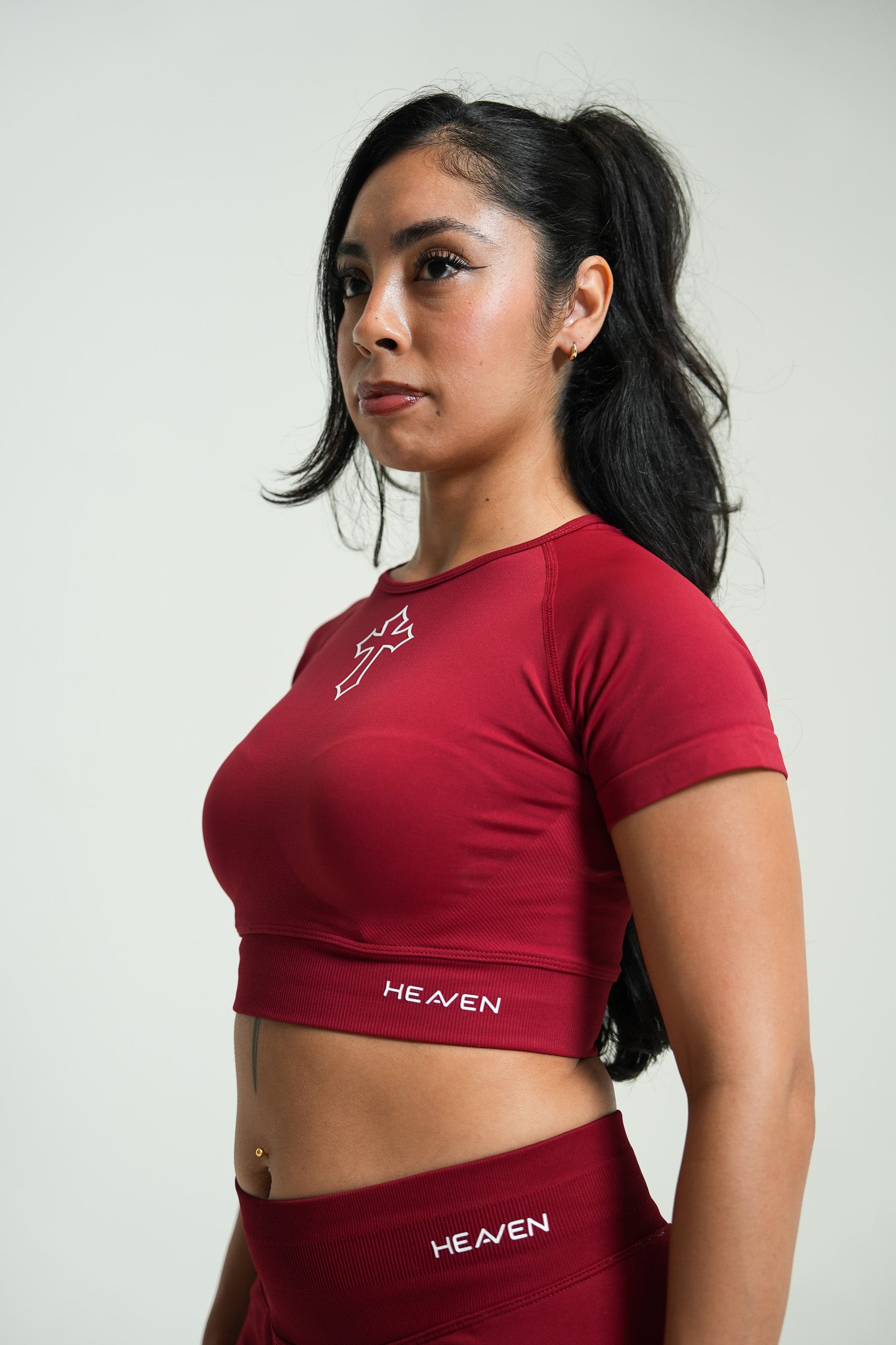 Halo Rise Crop Tee - Wine Red